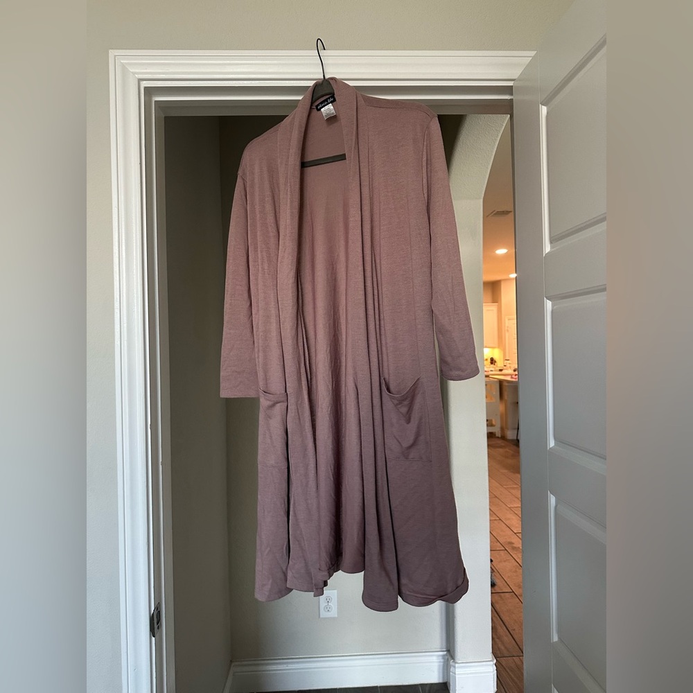 Elegant Mauve Open Front Cardigan